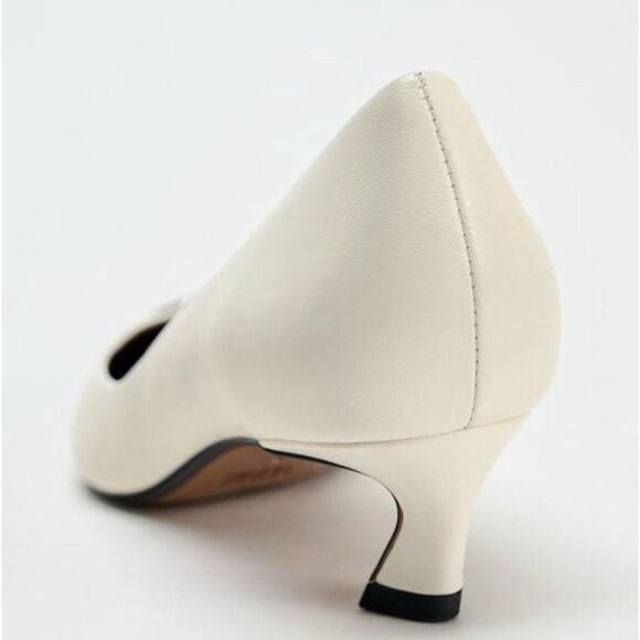 Zara Women's Metal Detail White Leather High Heel Shoes Pointed Toe Size US 9 - Picture 8 of 9